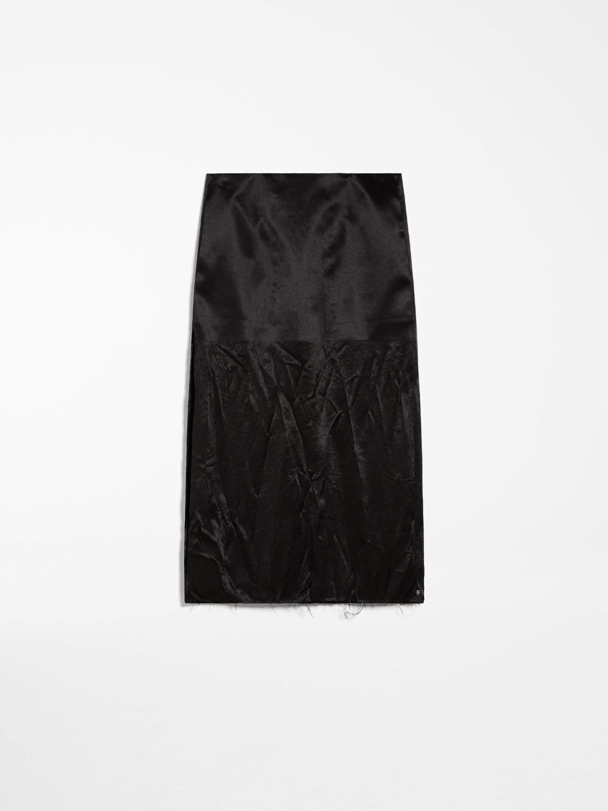 Crinkle-look calf-length skirt