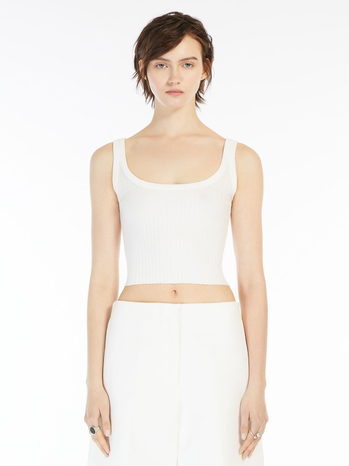 Crop stretch viscose vest top