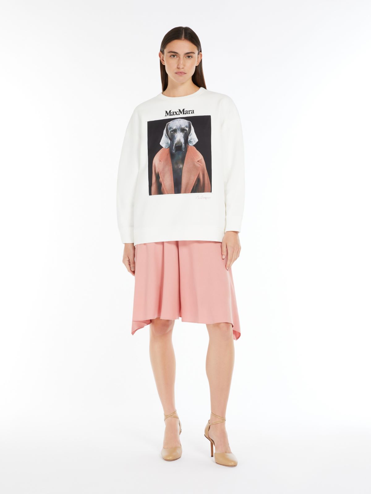 Cotton sweatshirt with Wegman print