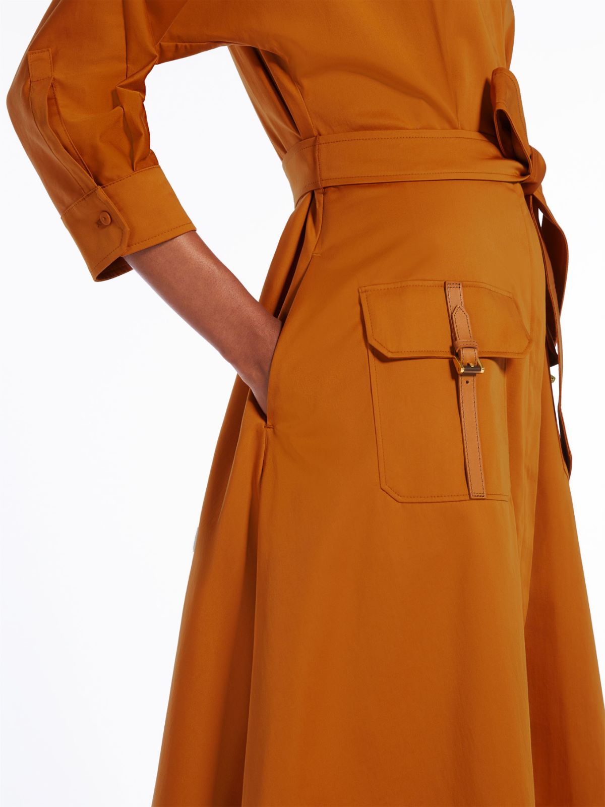 Satin shirt dress with belt