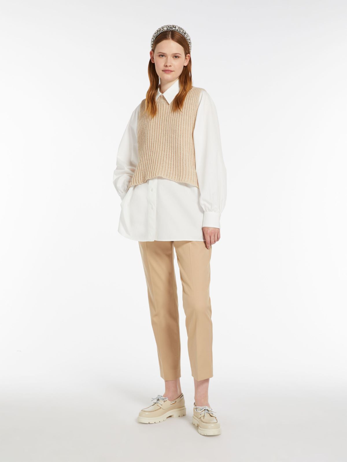 Stretch cotton cigarette trousers