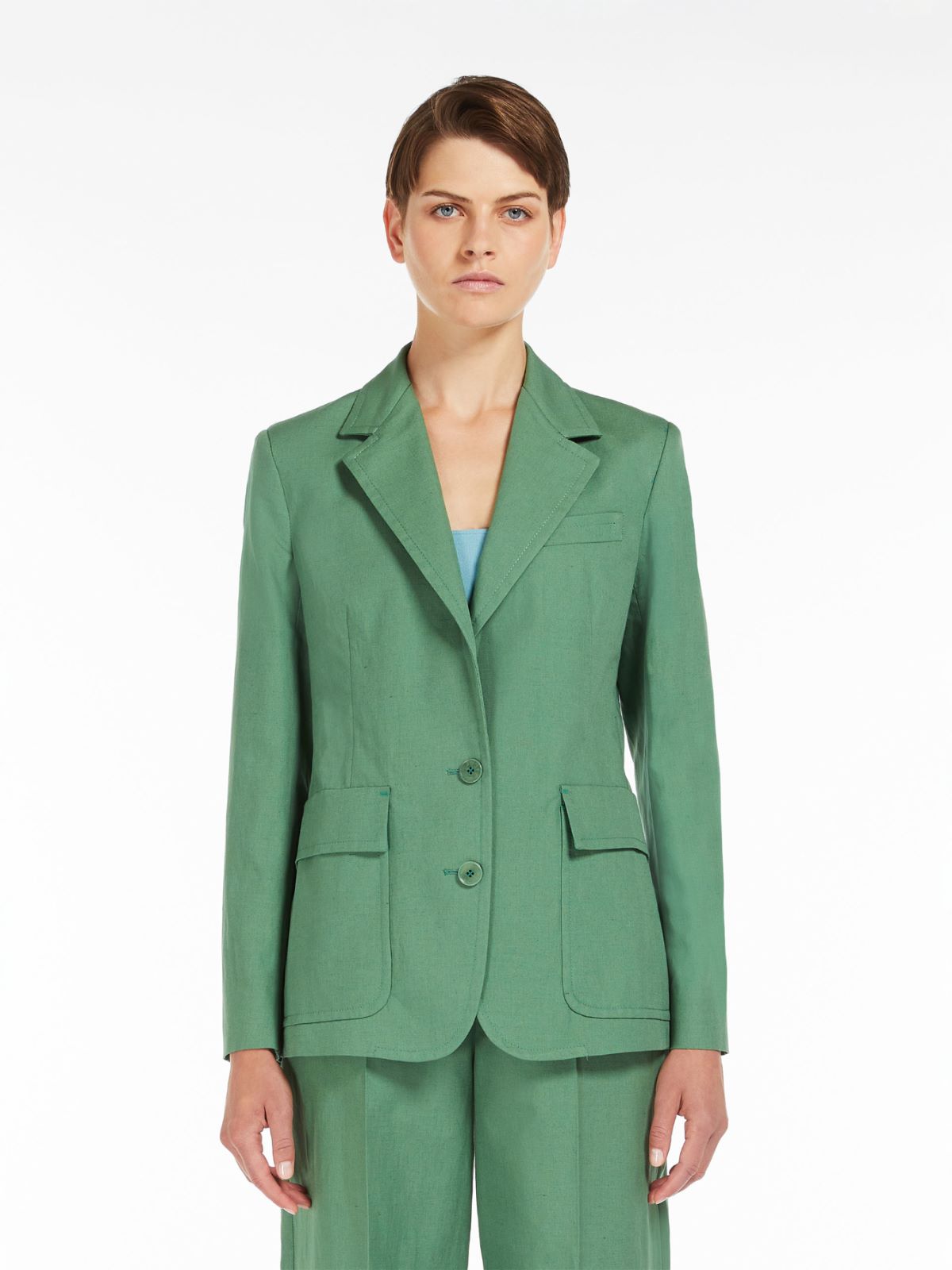 Cotton and linen canvas blazer