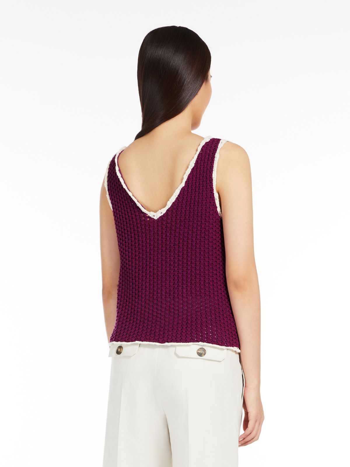 Crochet-knit cotton vest top