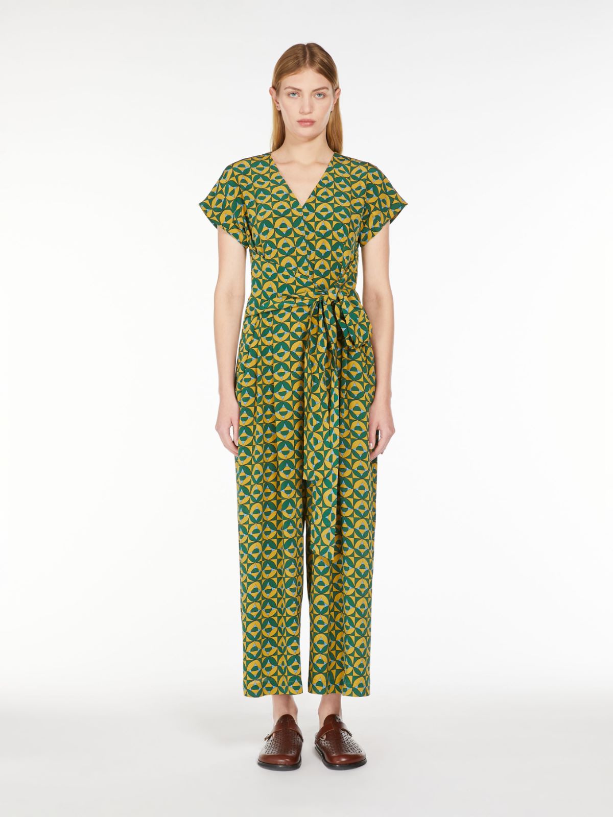 Printed silk crepe jumpsuit