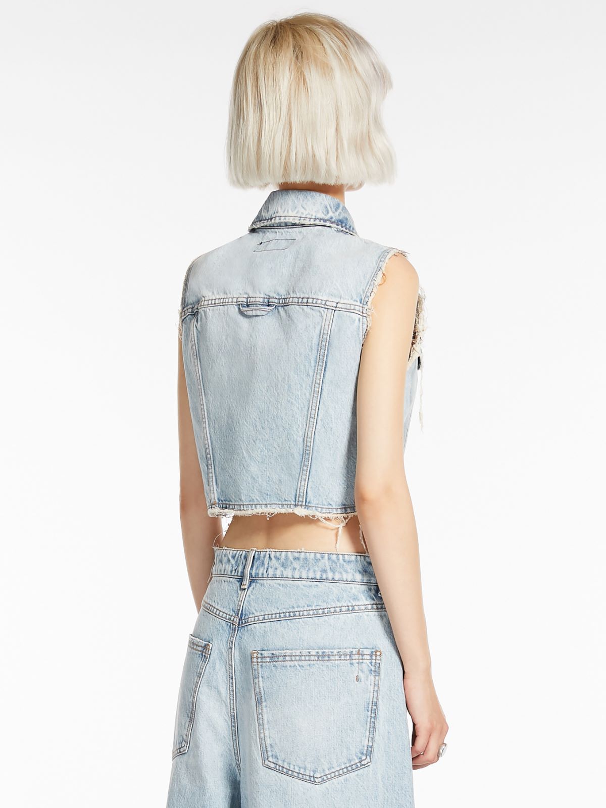 Cropped denim waistcoat