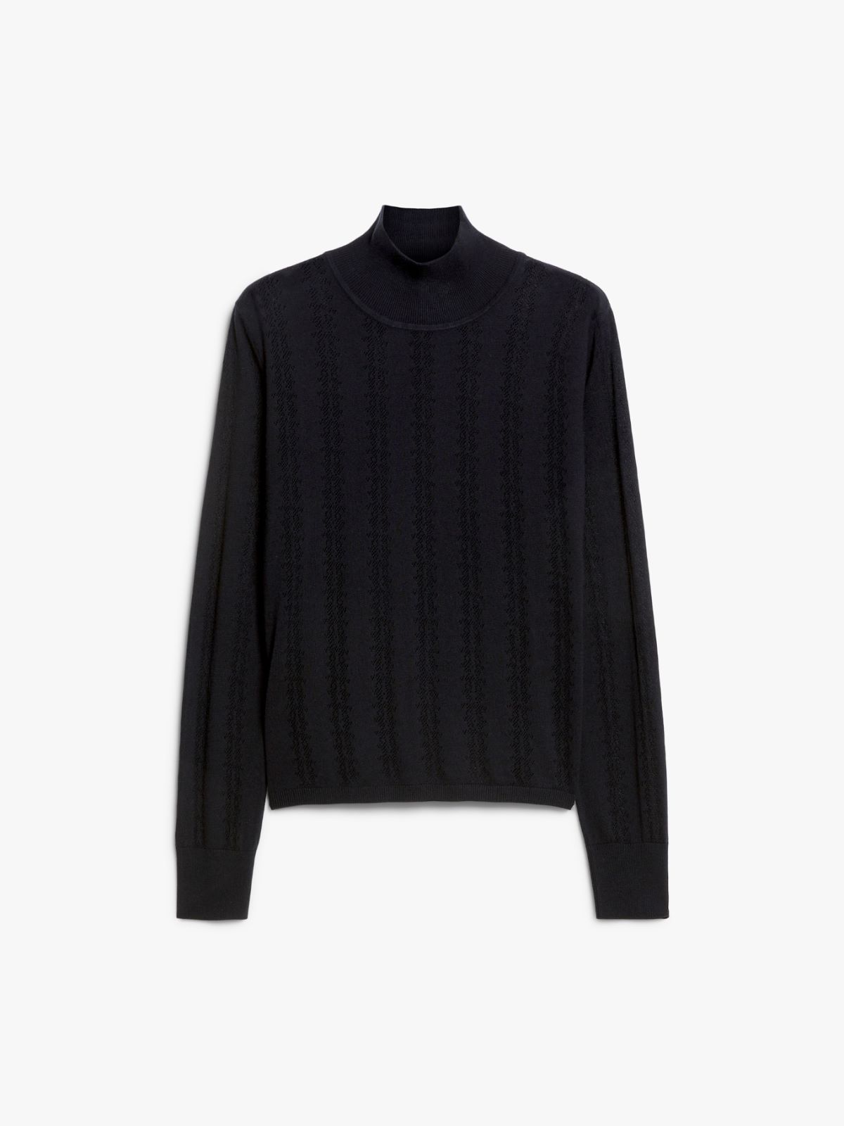 Wool and silk yarn turtleneck jumper