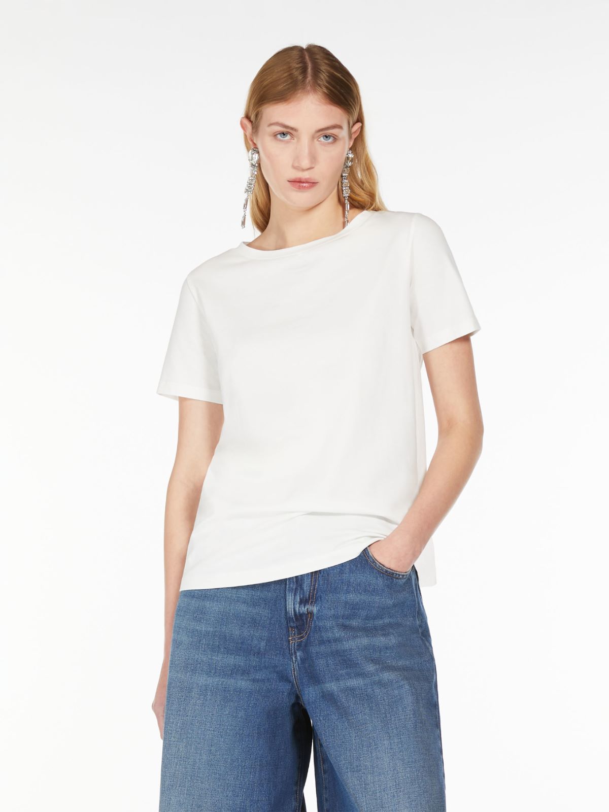 Stretch cotton basic T-shirt