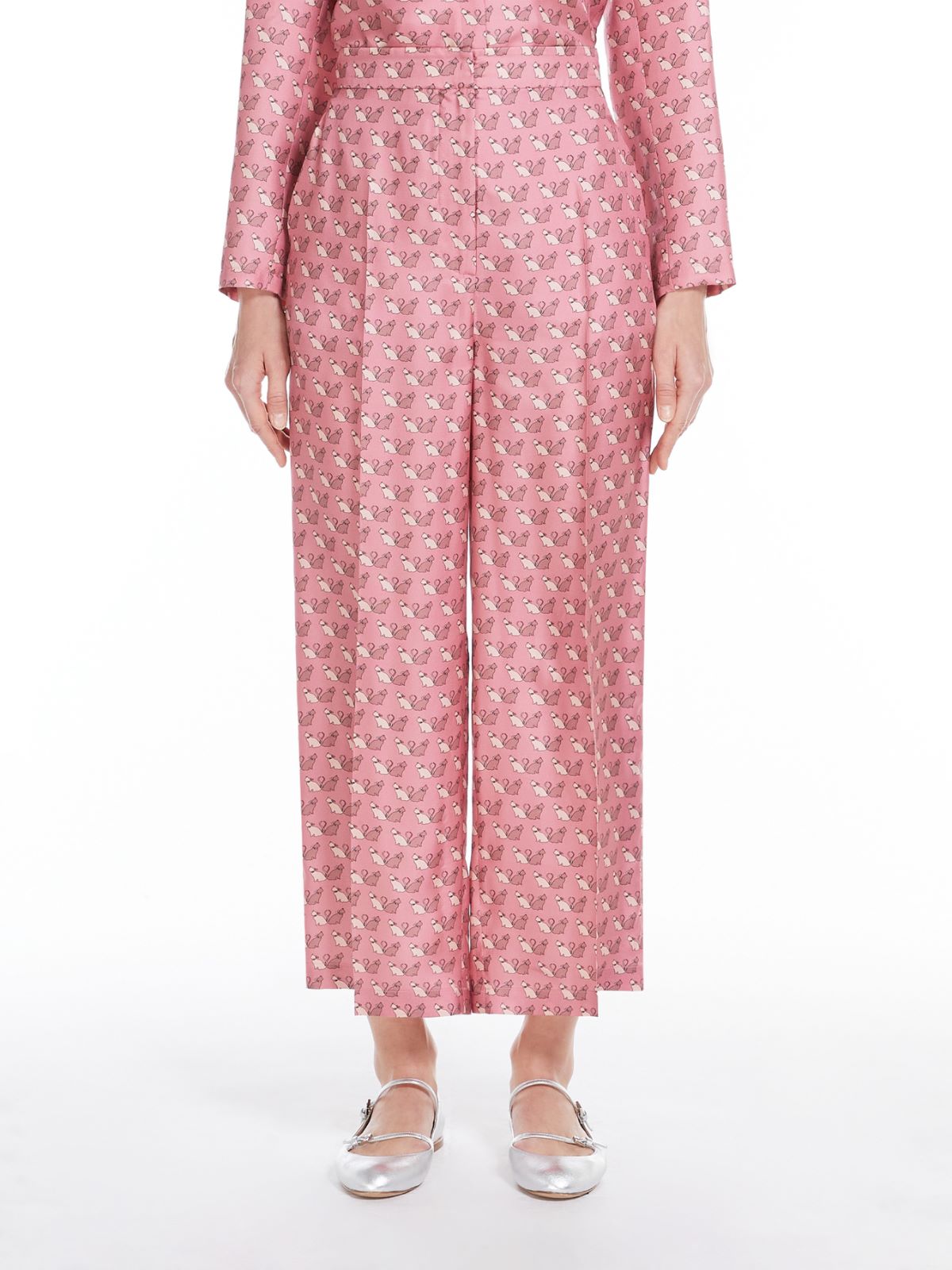 Printed silk trousers