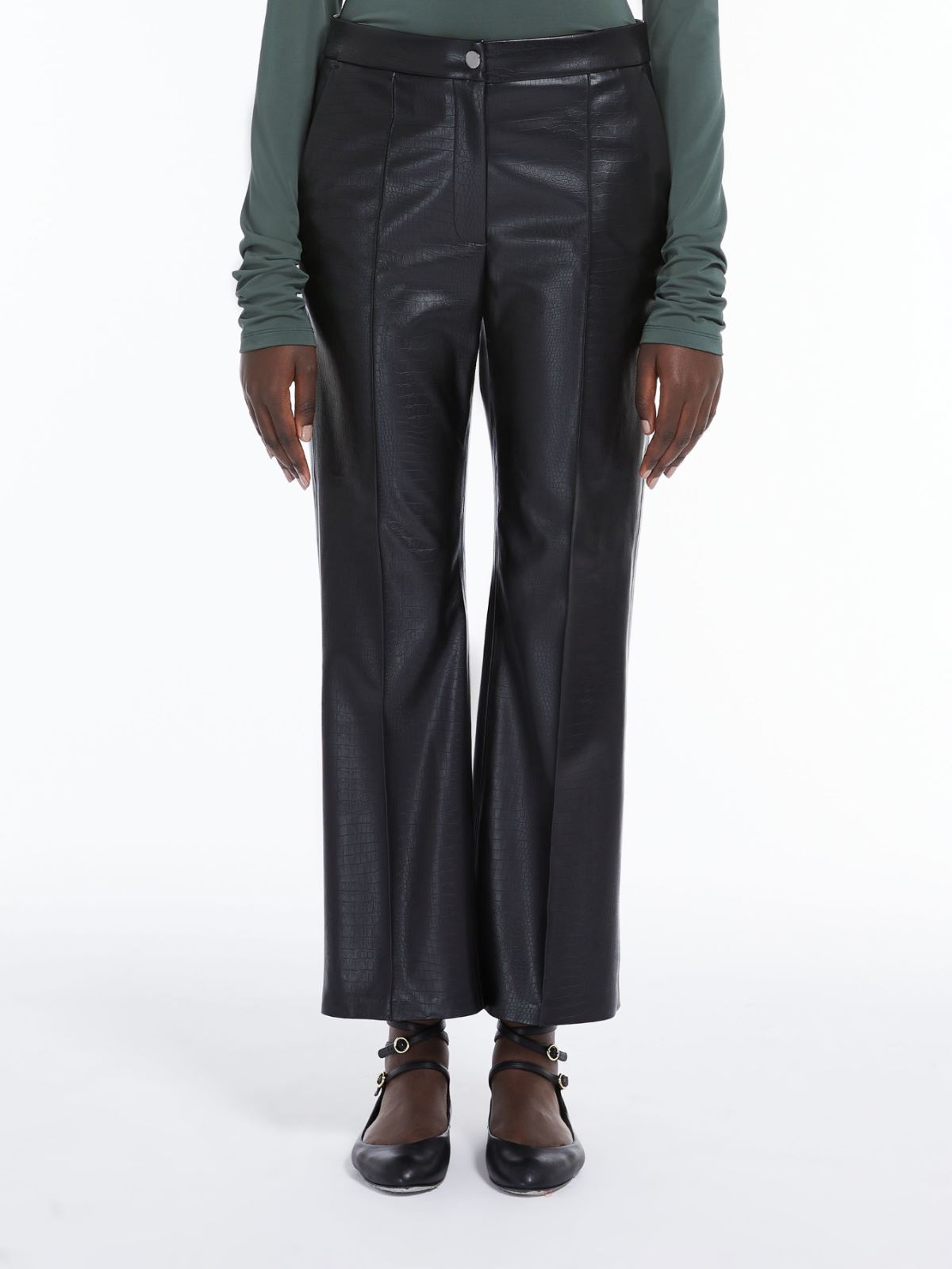 Crocodile-print jersey trousers