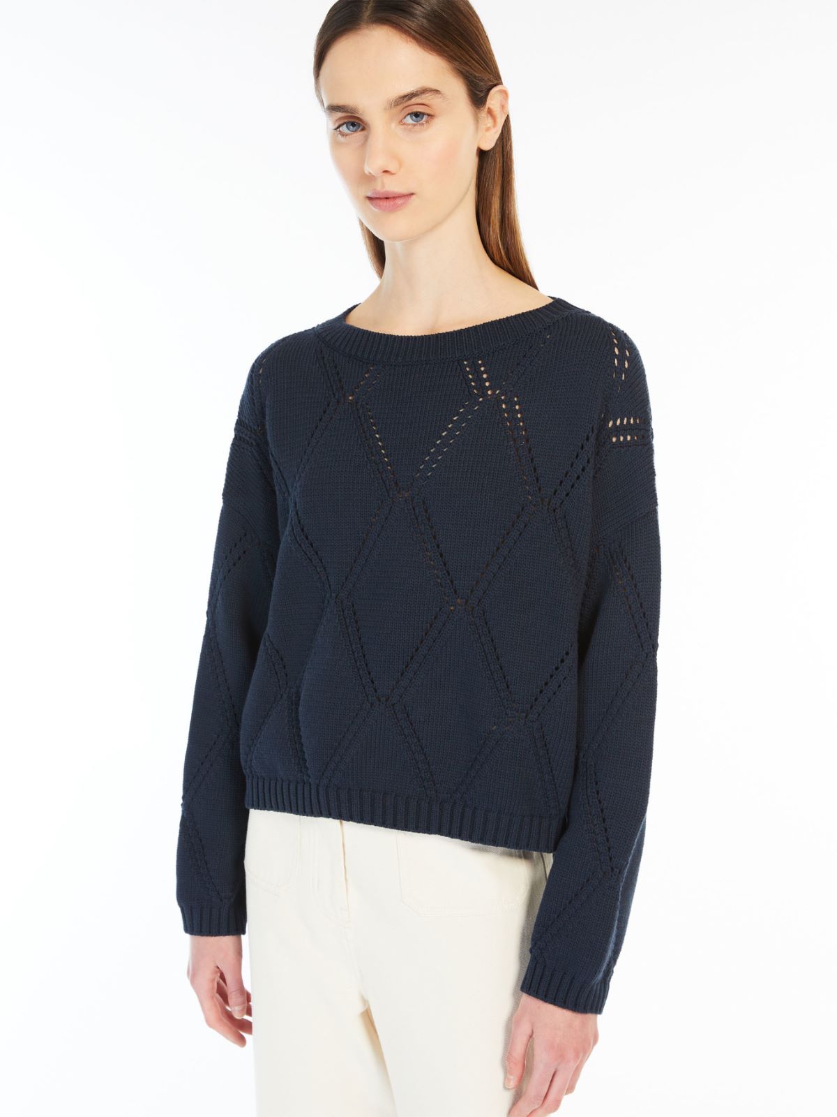 Oversized diamond-knit cotton sweater