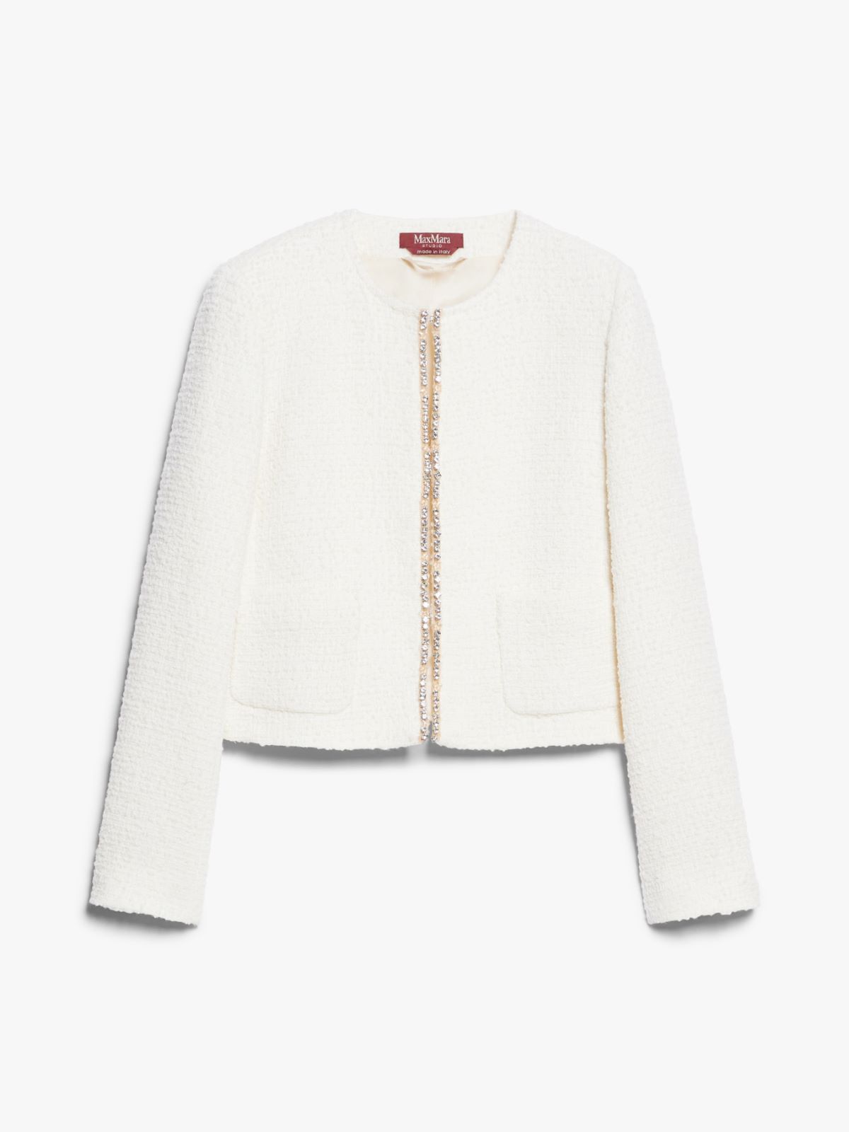 Crew-neck bouclé jacket