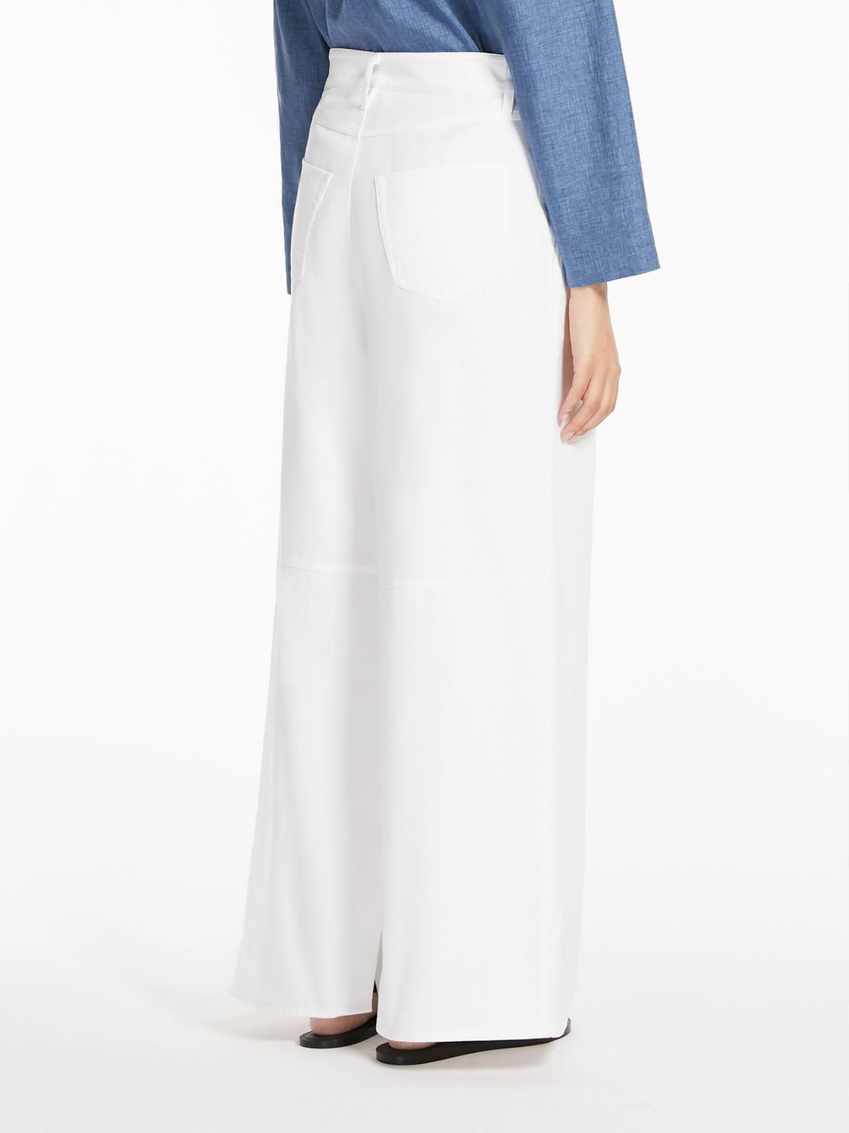 Wide-fit cotton gabardine trousers