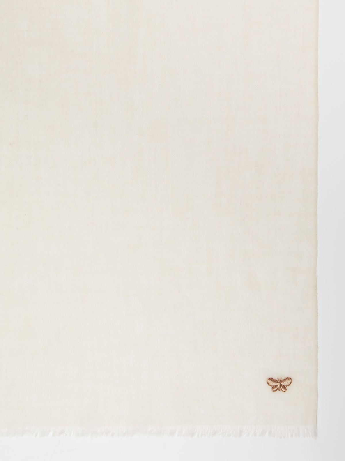 Embroidered logo-decorated wool stole