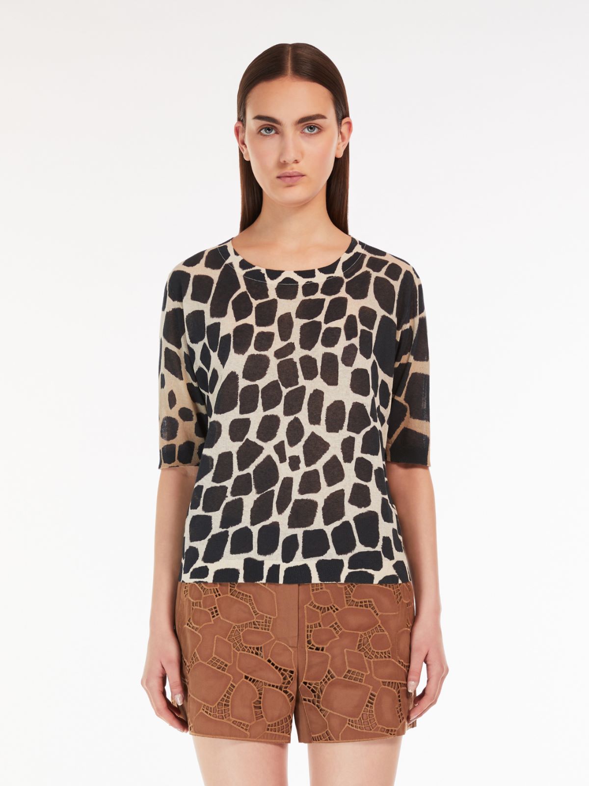 Animal-print organza jumper