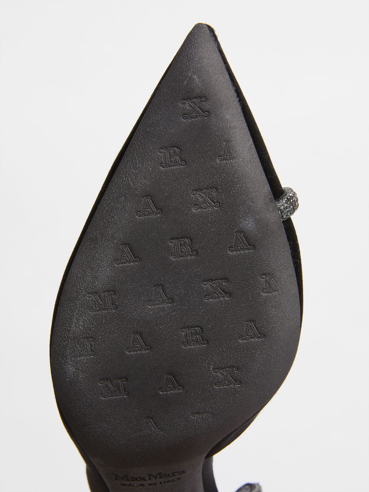 Crystal-adorned satin court shoes