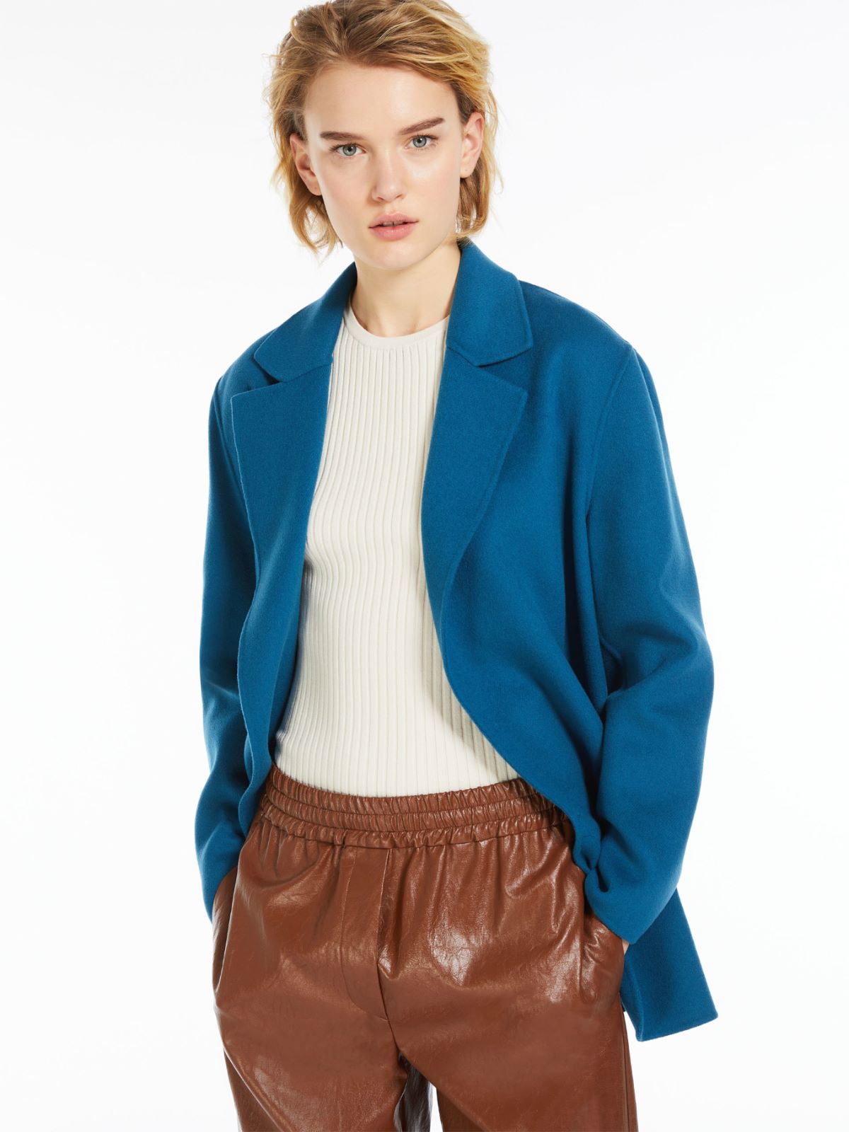 Oversized belted wool jacket