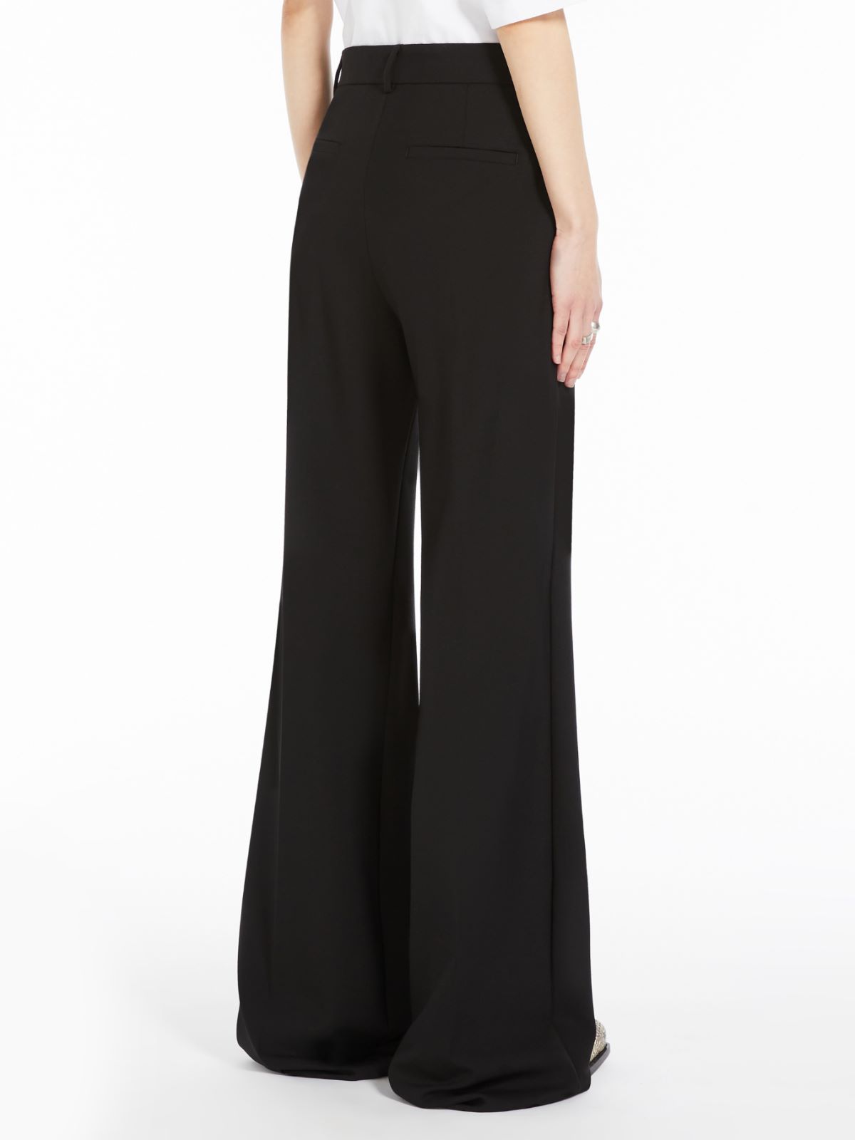 Flared stretch wool trousers