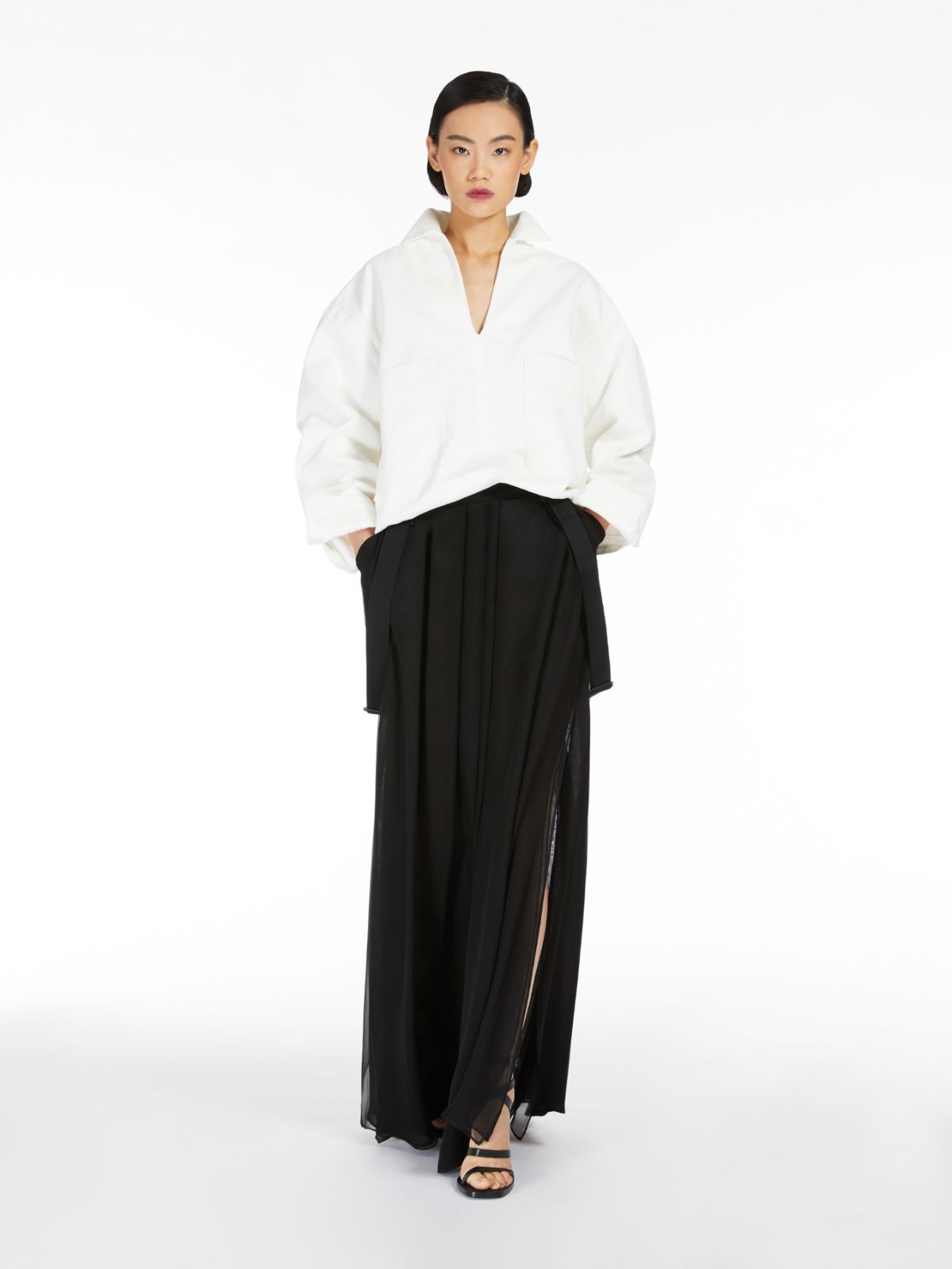 Long skirt in silk chiffon