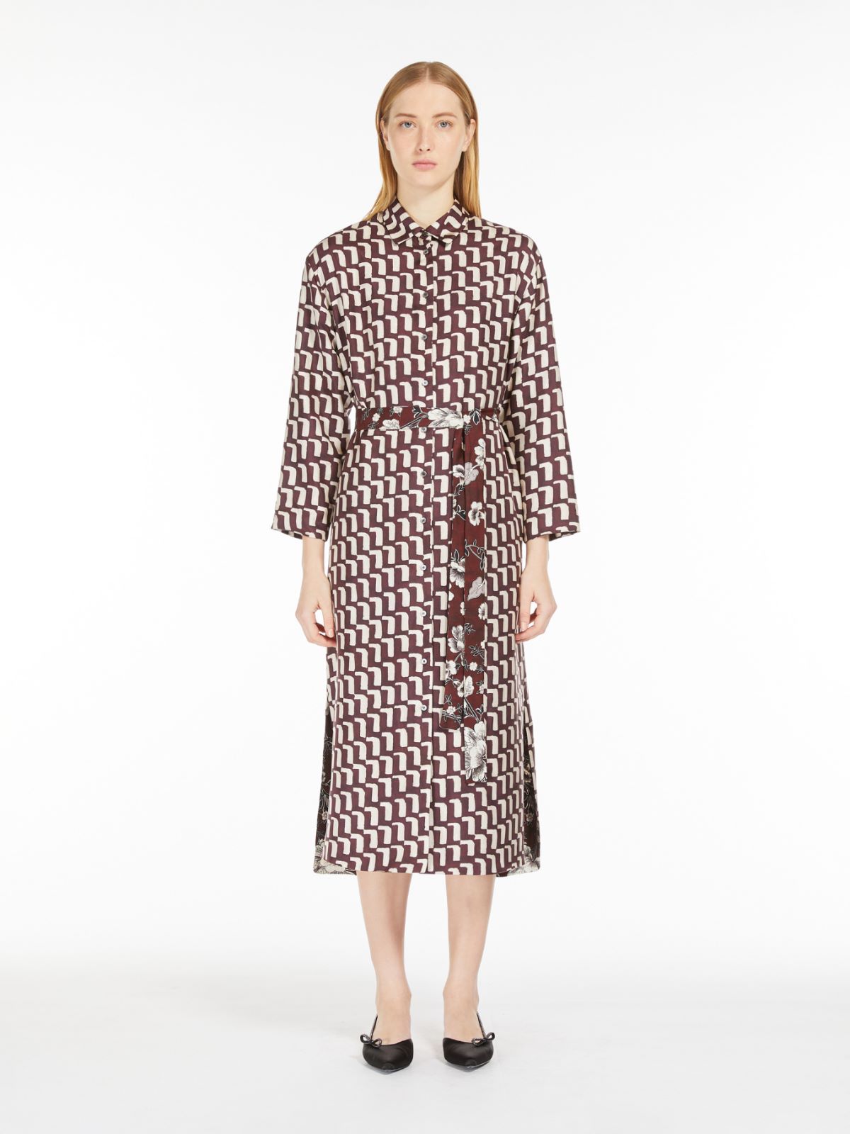 Reversible silk shirt dress