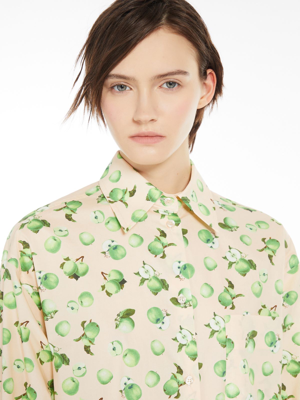 Printed poplin shirt dress