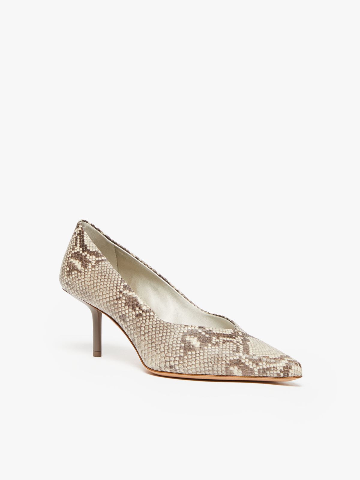 Python-print leather court shoes