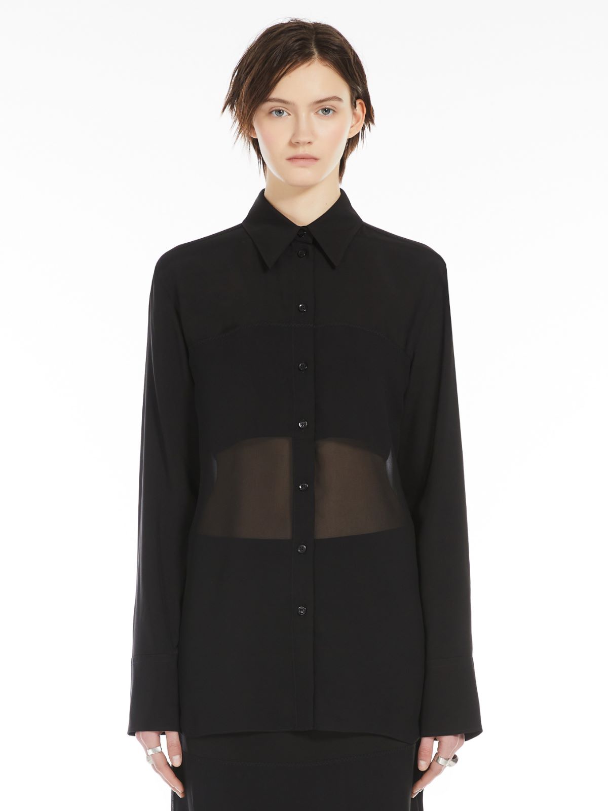 Chiffon flounced blouse