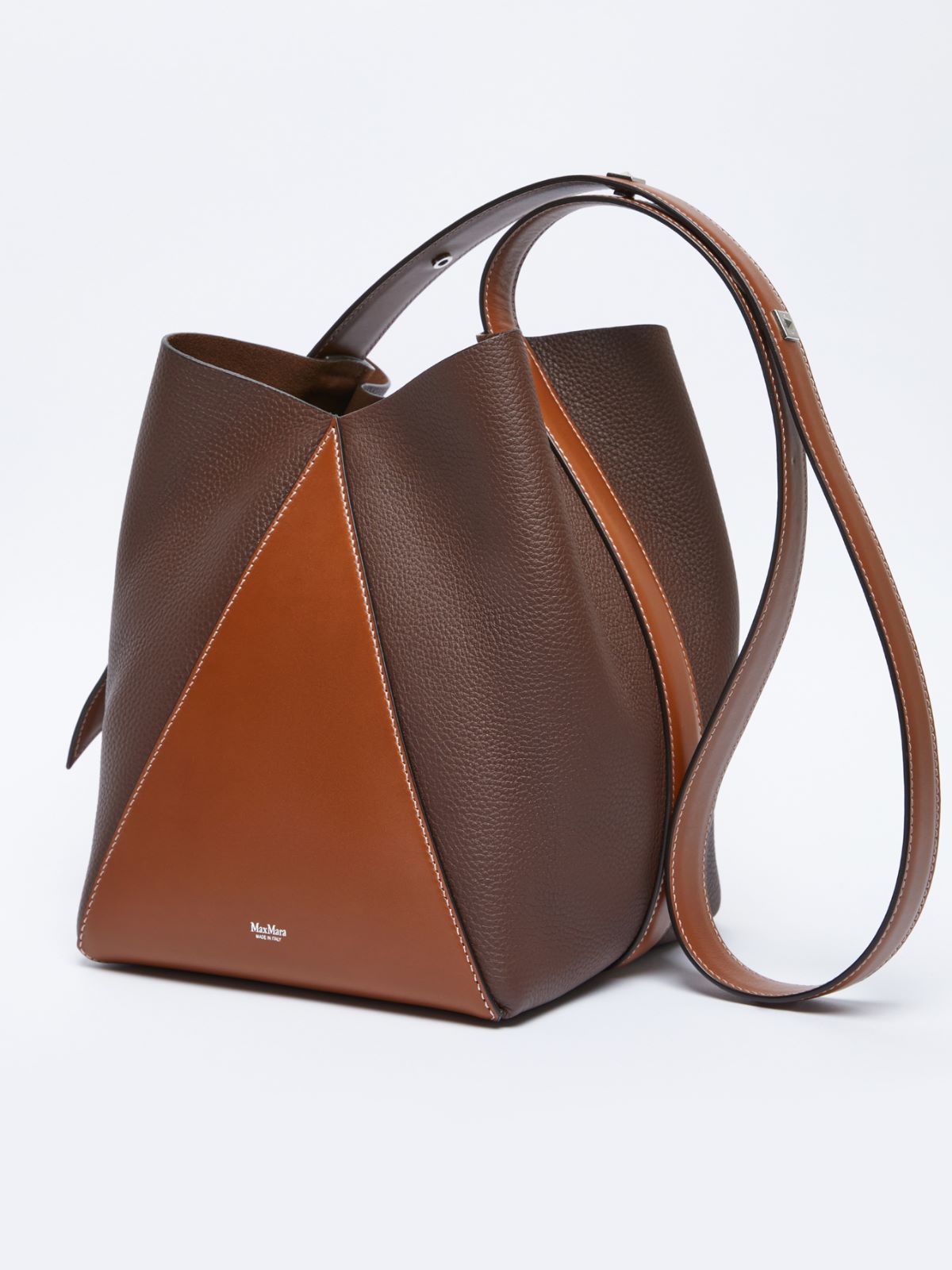 Medium bucket bag in deer-print leather