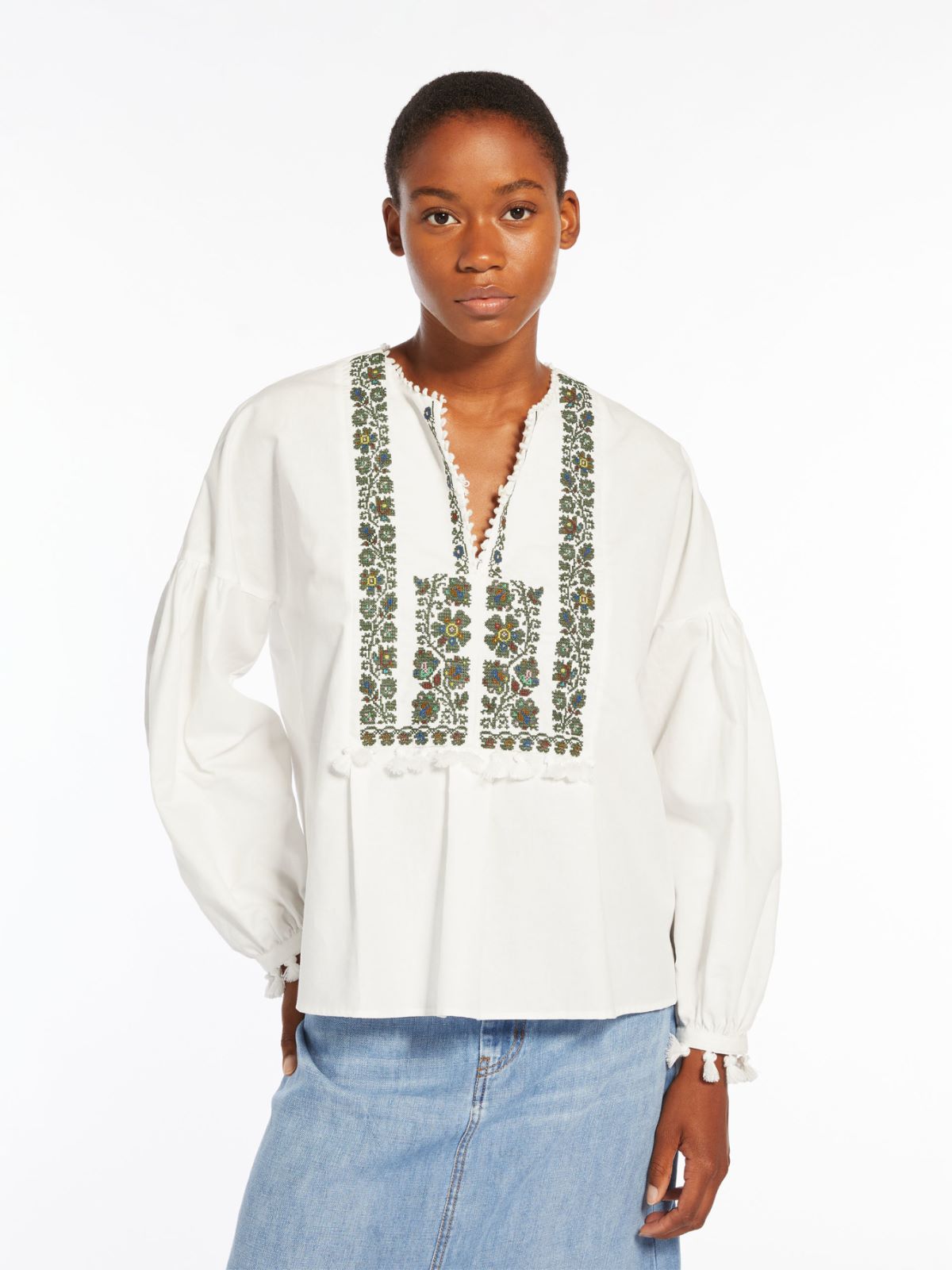 Cotton and linen canvas shirt