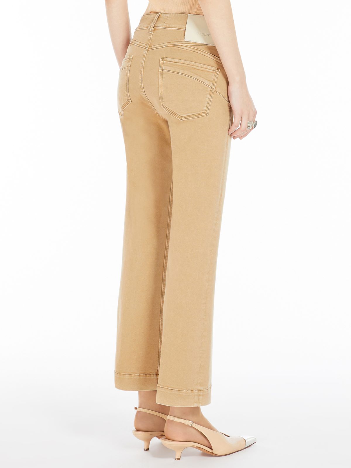 Denim mini flare trousers