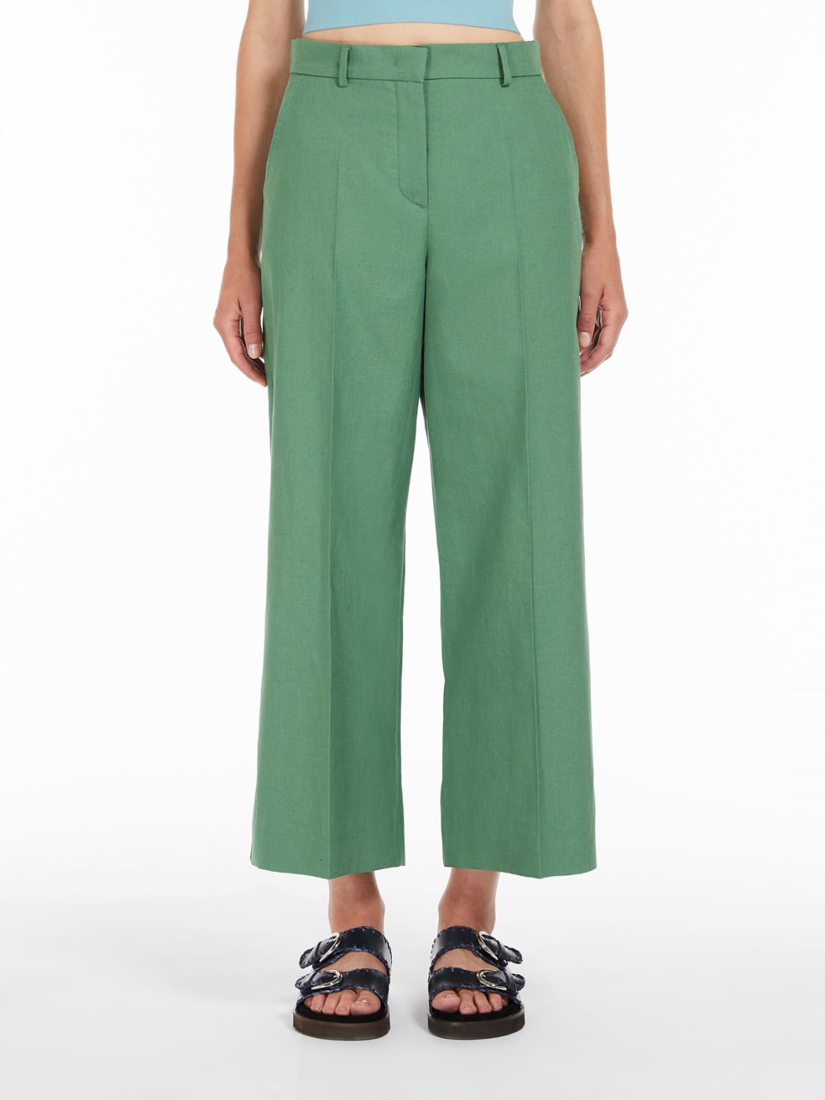 Cotton and linen canvas trousers