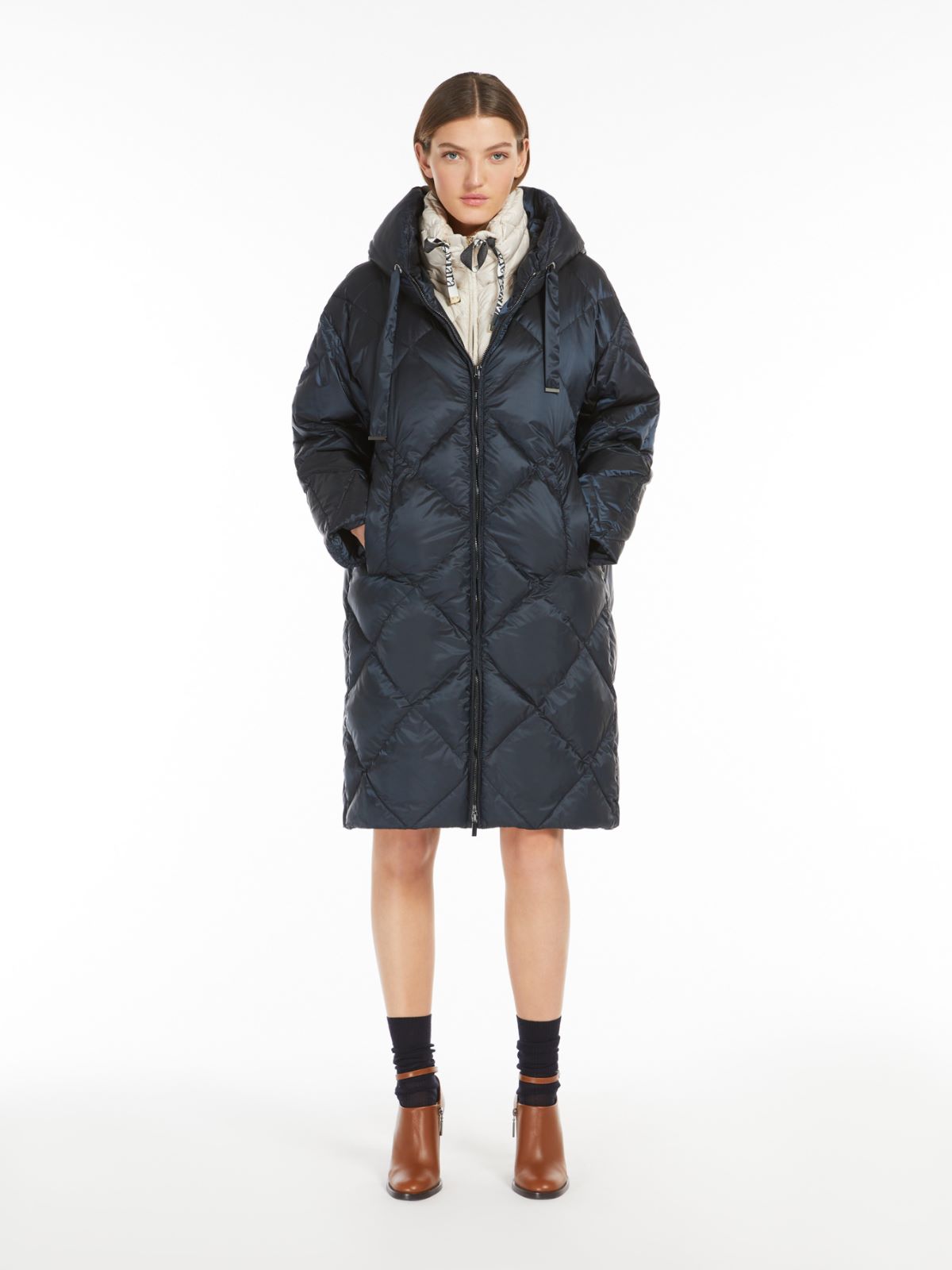Midi parka in water-repellent canvas