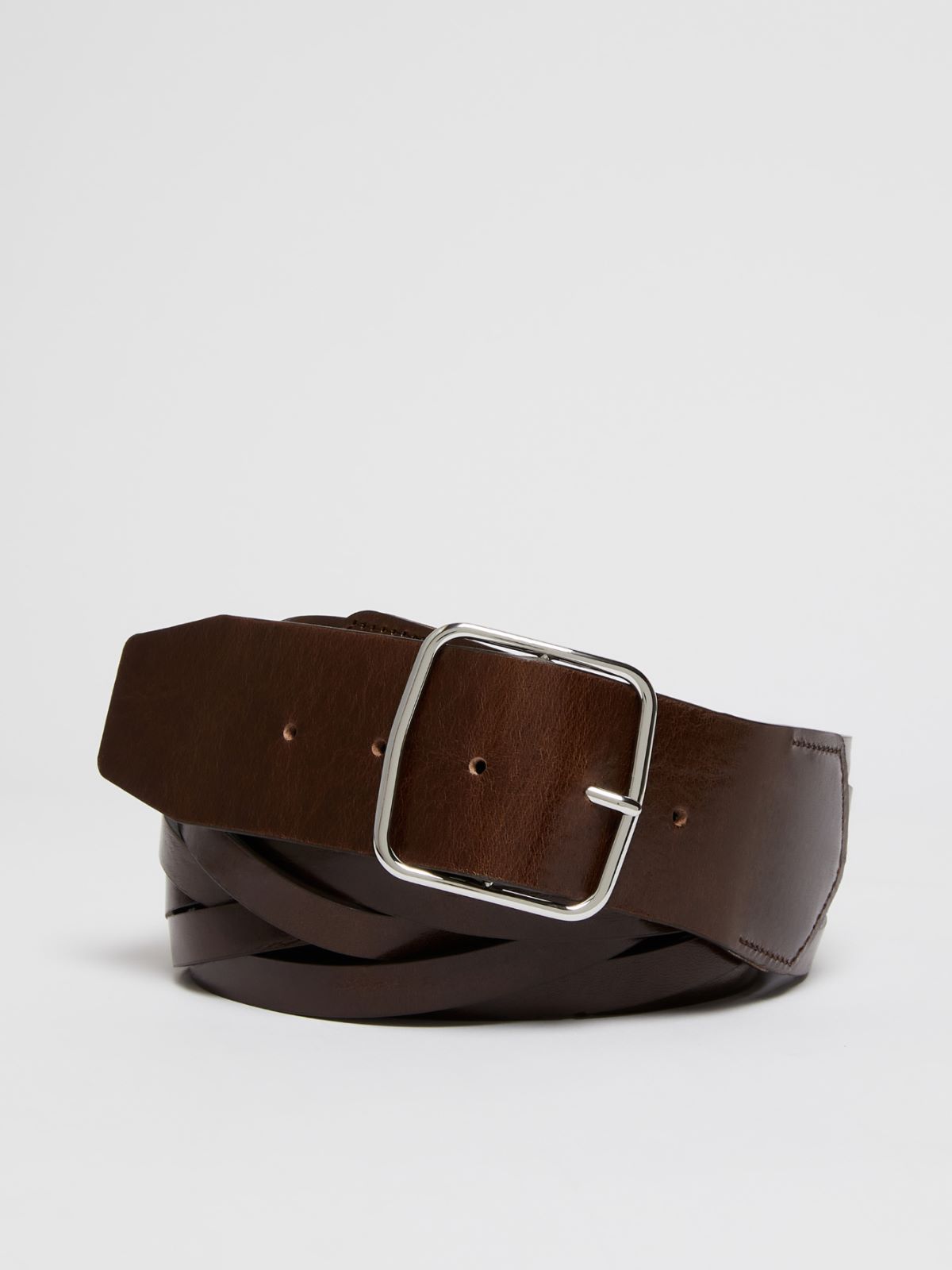 Woven leather belt