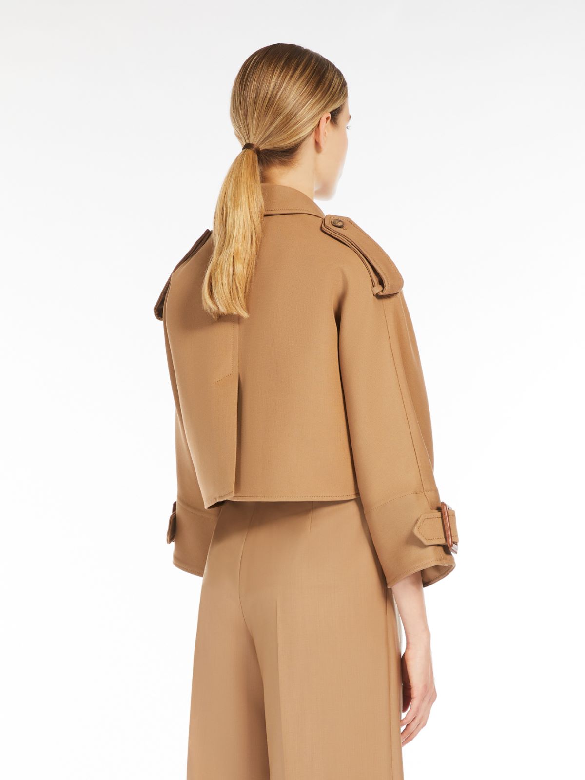 Wool and cotton trench-style cape