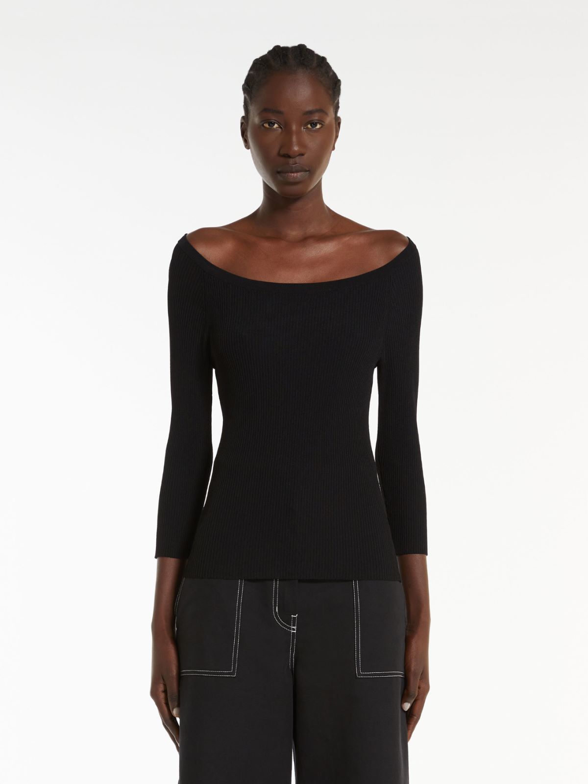 Viscose boat neck jumper