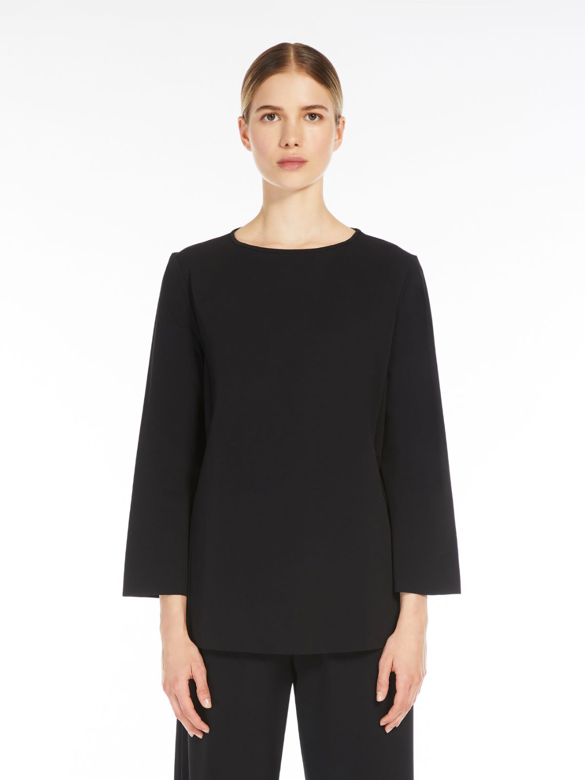 Technical jersey flared blouse