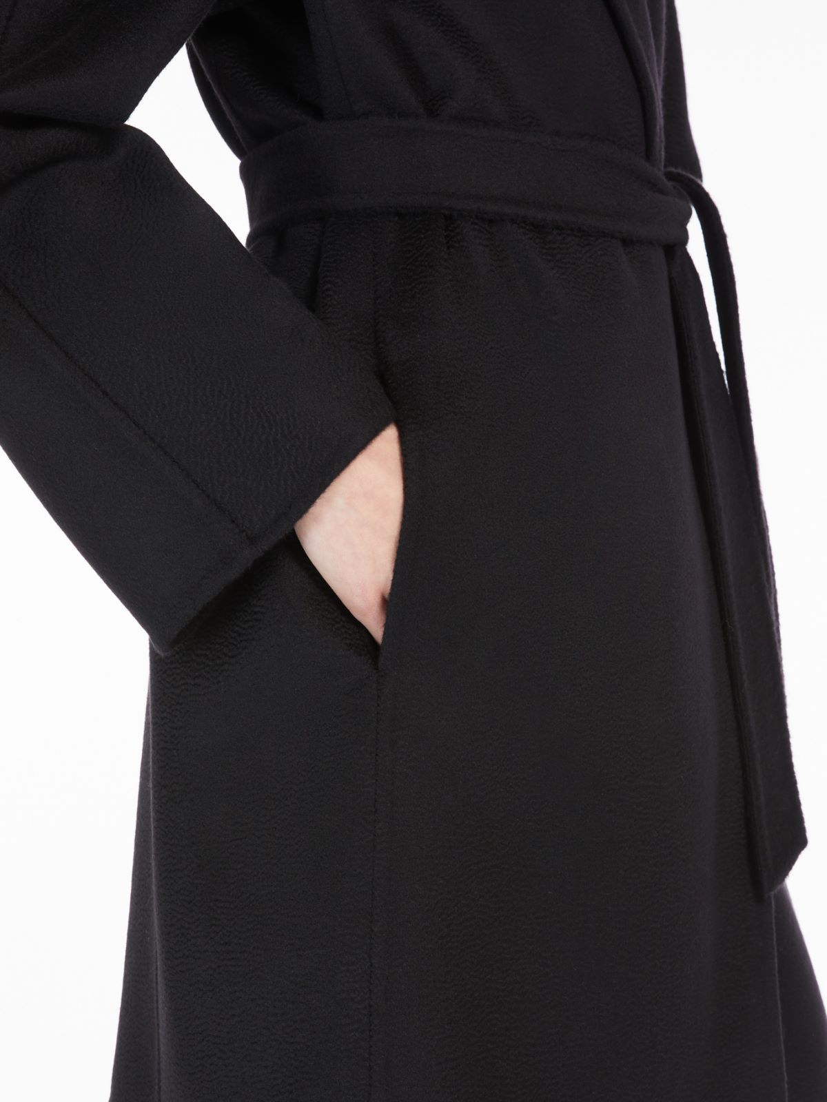 Short cashmere wrap coat