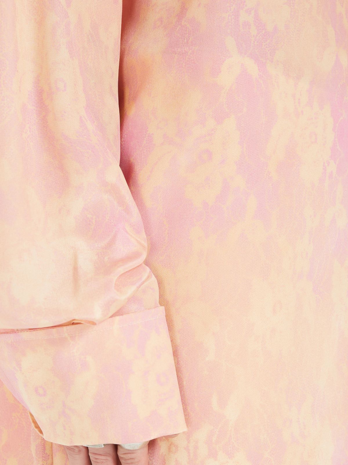 Oversized lace-print silk tunic