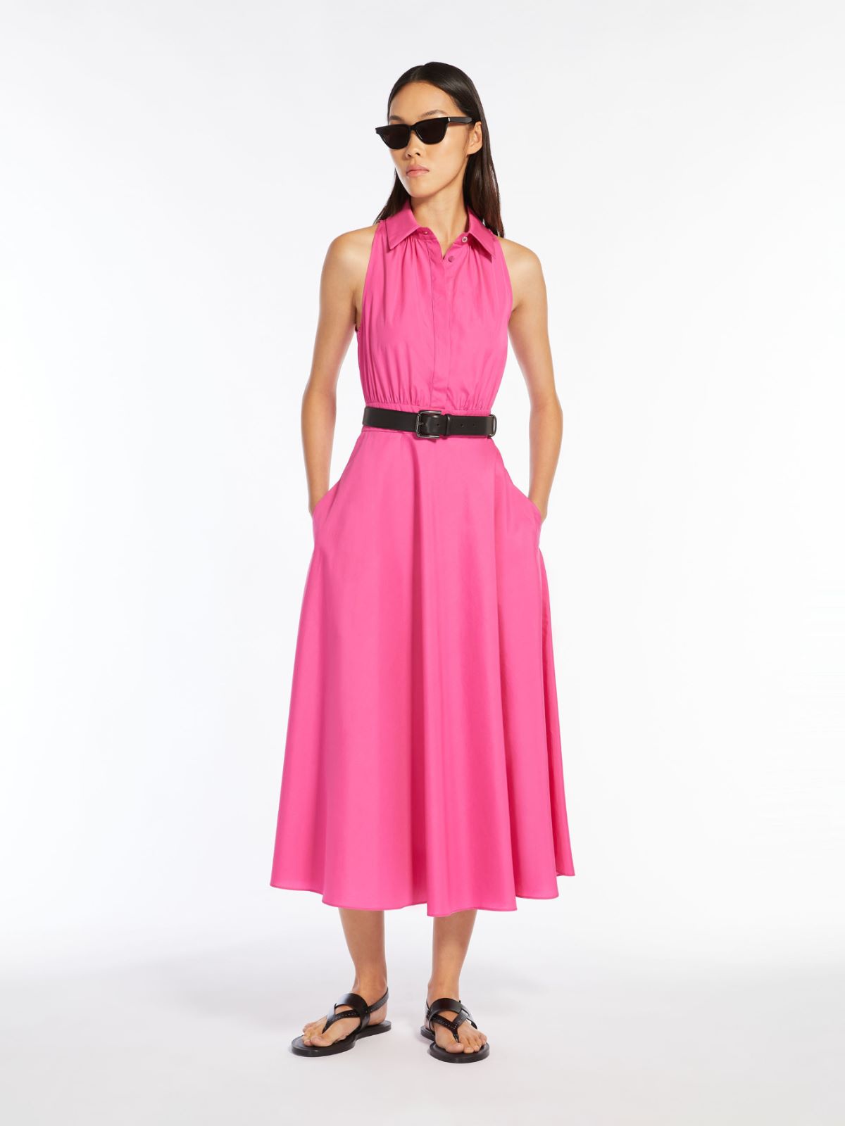 Cotton poplin polo dress