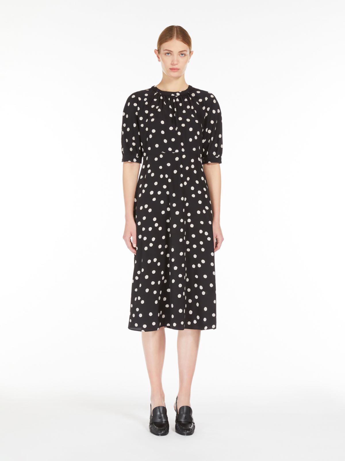 Printed crêpe de chine dress