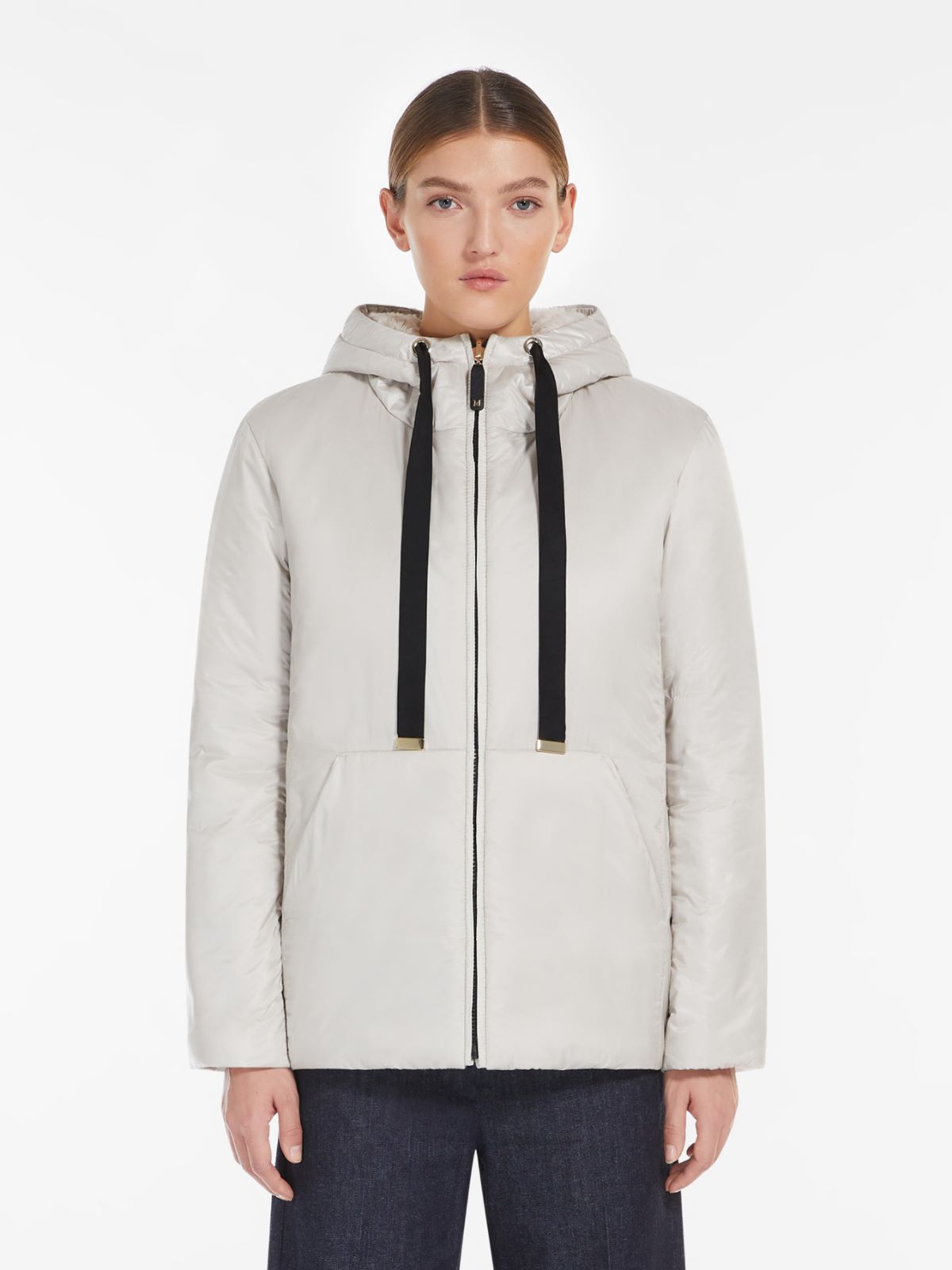 Reversible technical canvas cropped sweatshirt