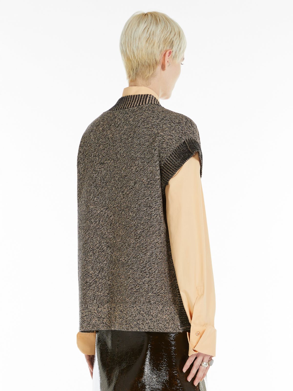 Stretch viscose poncho sweater