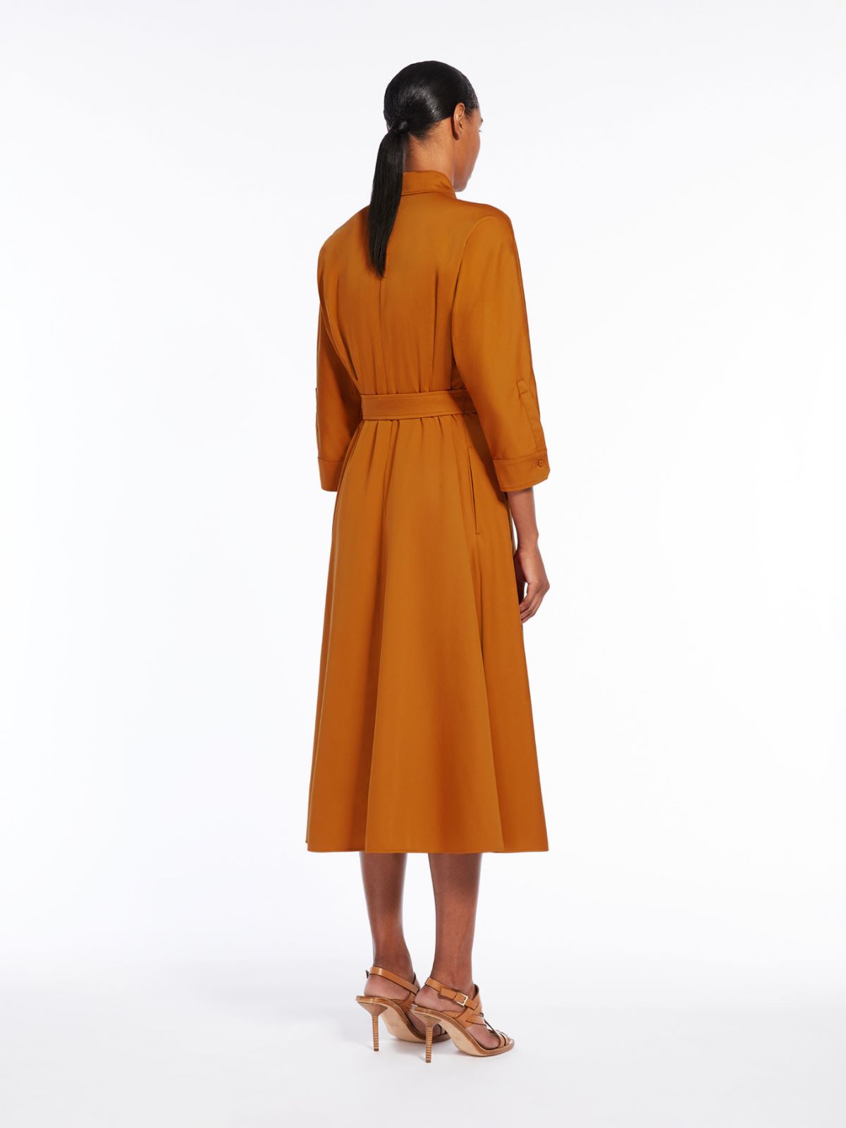 Satin shirt dress with belt