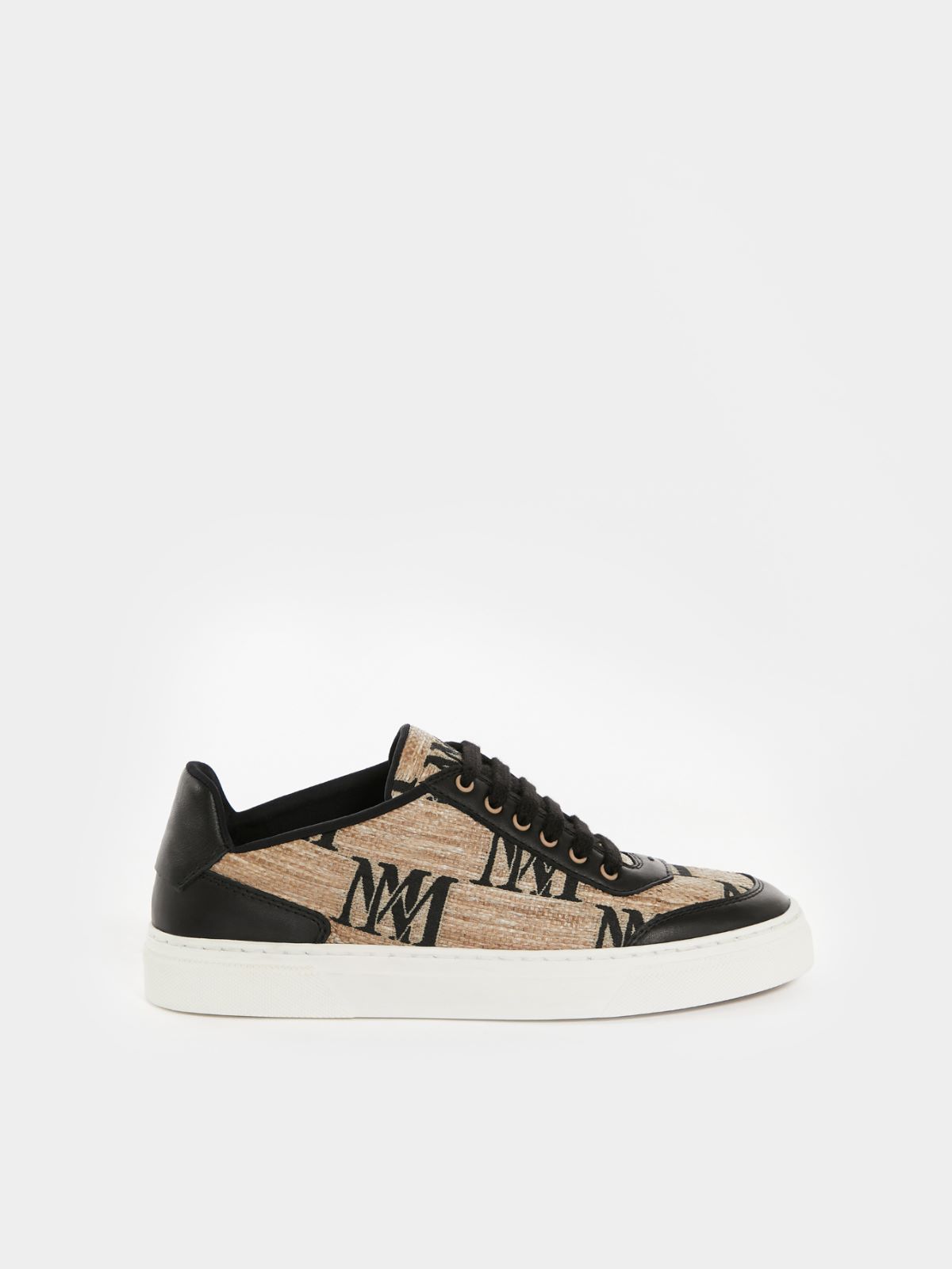 Jacquard raffia-effect fabric trainers