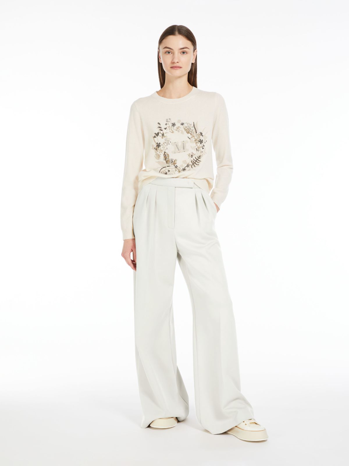 Embroidered wool and cashmere jumper