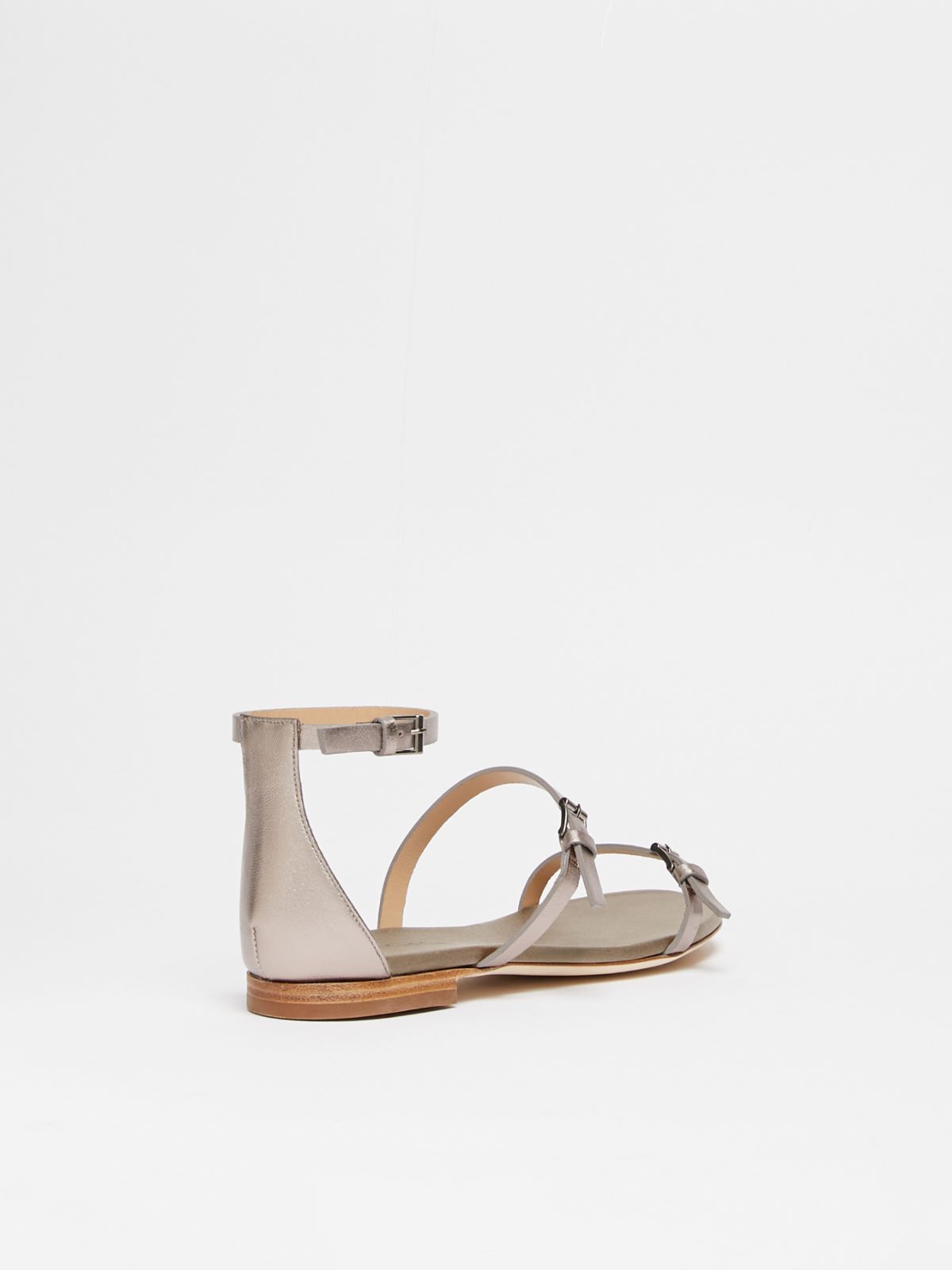 Metallic nappa leather flat sandals