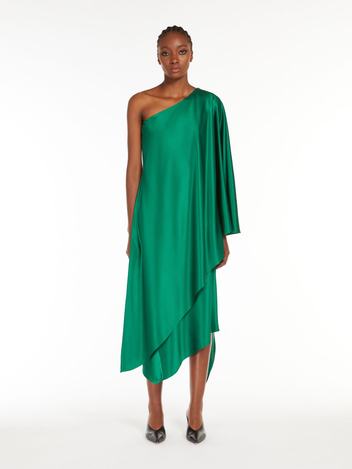 One-shoulder silk dress