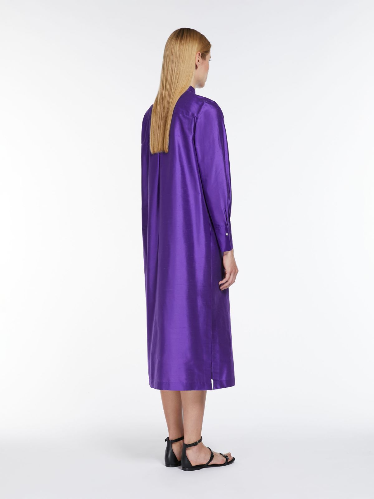 Belted silk shirt dress