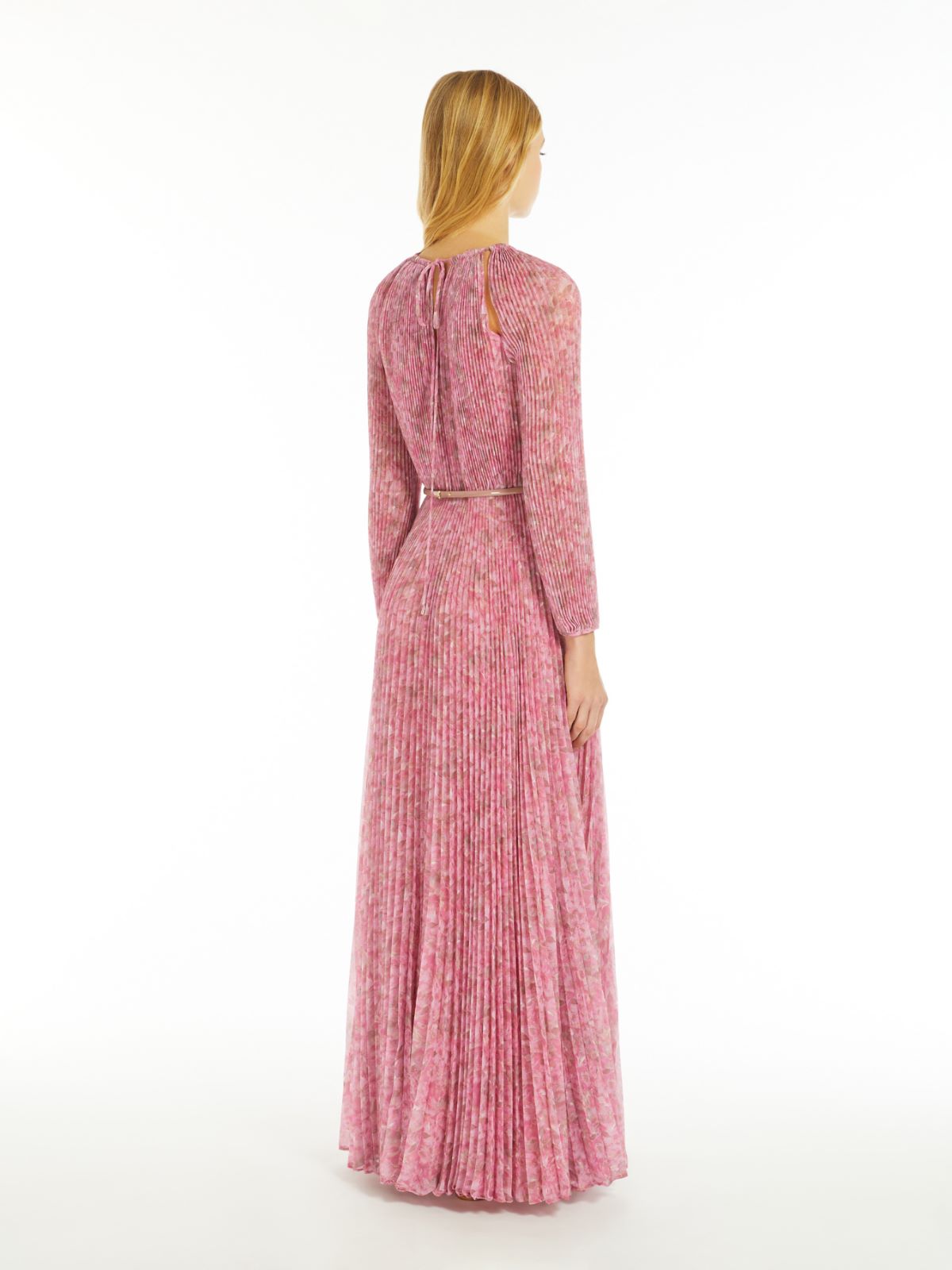 Printed silk pleated dress