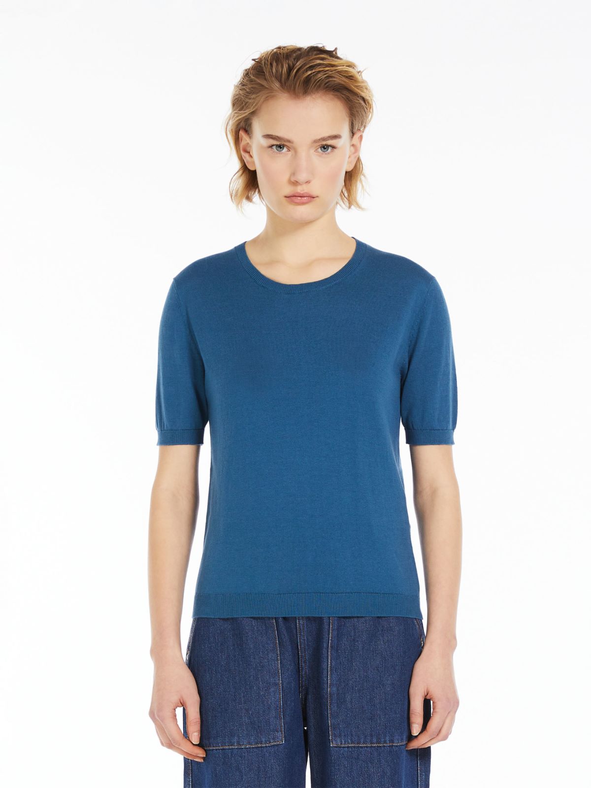 Silk and cotton yarn T-shirt