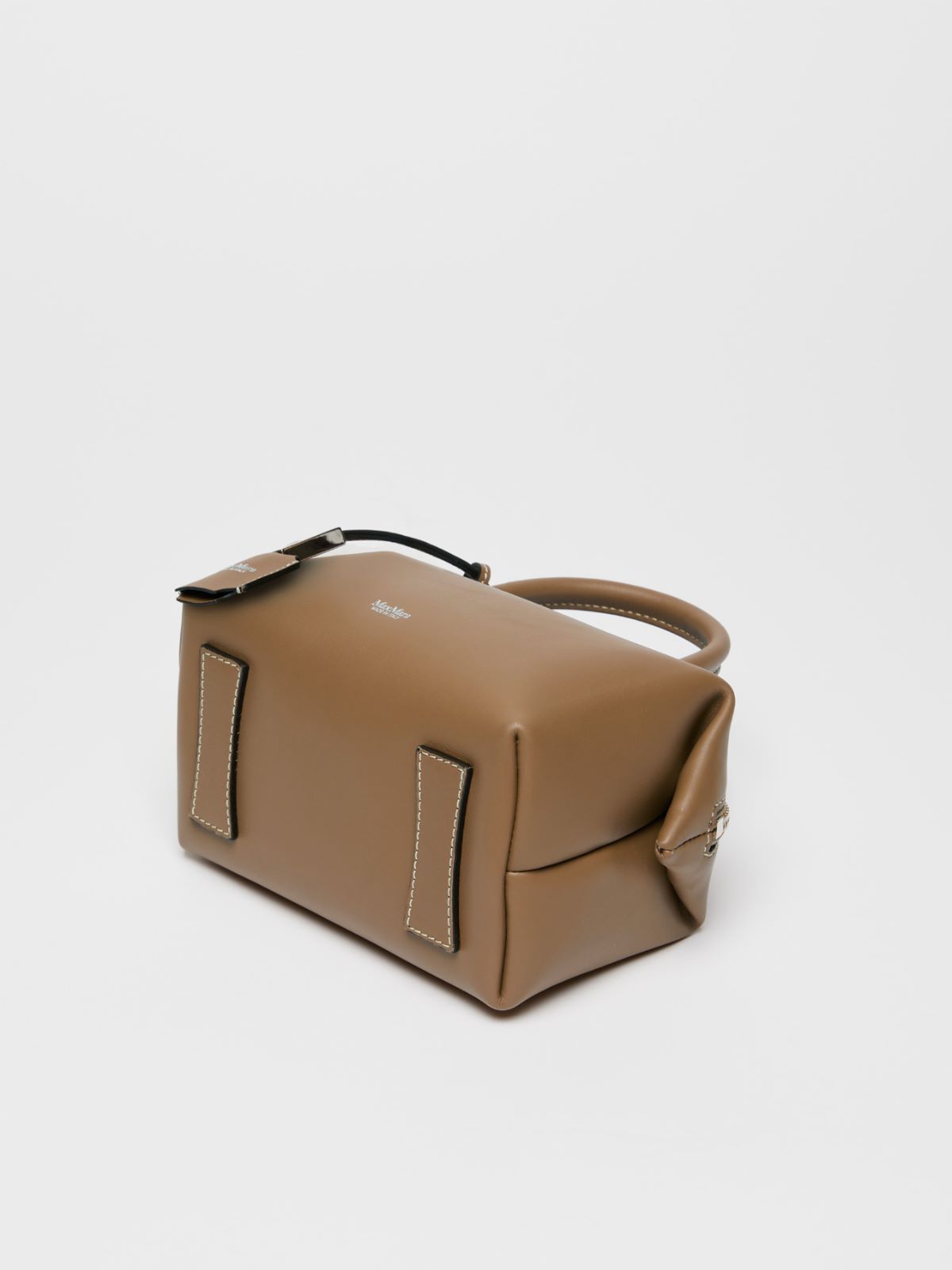 Small shiny leather satchel bag